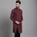 Men's Collection Ethnic Wear Cotton Regular Sherwani Kurta with Asymetrical