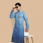 Men's Cotton Embroidered Full Sleeve Knee Length Casual Kurta