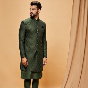 Men's Kurta Indo-Western Sherwani Churidar Set