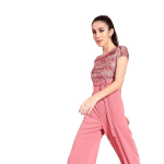 Wide Leg Sequin Paneled Regular Length Jumpsuit