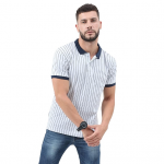 Mens Half Sleeve Cotton Striped Polo T-Shirt for Mens