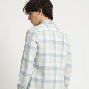 Men Slim Fit Striped Cotton Linen Casual Shirt