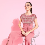 Wide Leg Sequin Paneled Regular Length Jumpsuit