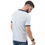 Mens Half Sleeve Cotton Striped Polo T-Shirt for Mens